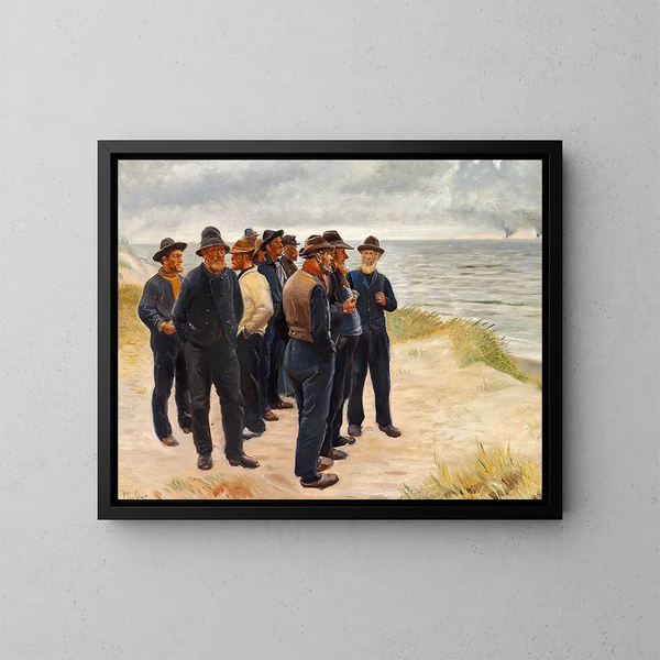 Pêcheurs de Skagen regardent la mer - Michael Ancher — gerahmtes Bild an der Wand