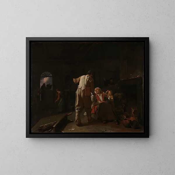 Besuch bei Kranken - Michael Sweerts — gerahmtes Bild an der Wand