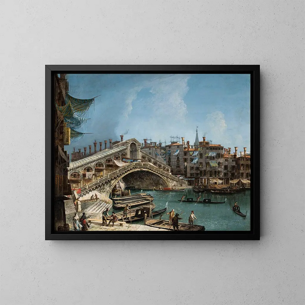 Ponte di Rialto a Venezia - Michele Marieschi — quadro incorniciato alla parete