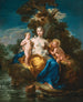 Latone und ihre Kinder Apollo und Diana in einer mondhellen Landschaft - Michele Rocca — Ansicht des Kunstwerks