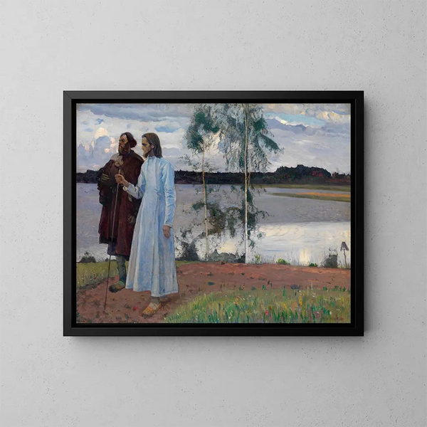 Pilger jenseits der Wolga - Mikhail Nesterov — gerahmtes Bild an der Wand