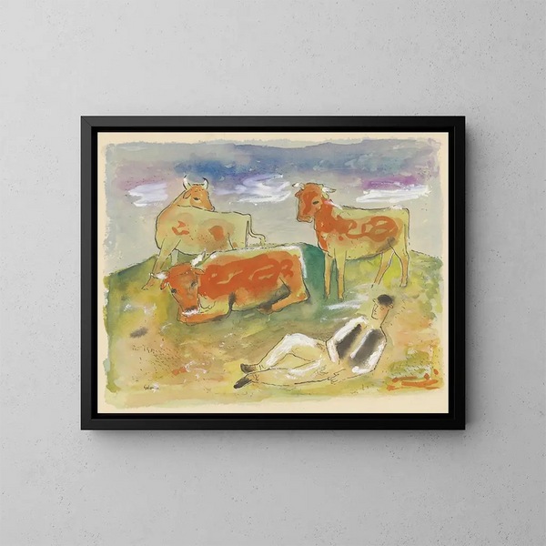 Hüter der Kühe - Mikuláš Galanda — gerahmtes Bild an der Wand