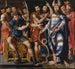 Moses und Aaron vor dem Pharao, eine Allegorie der Familie Dinteville - Meister der Allegorie von Dinteville — Ansicht des Kunstwerks
