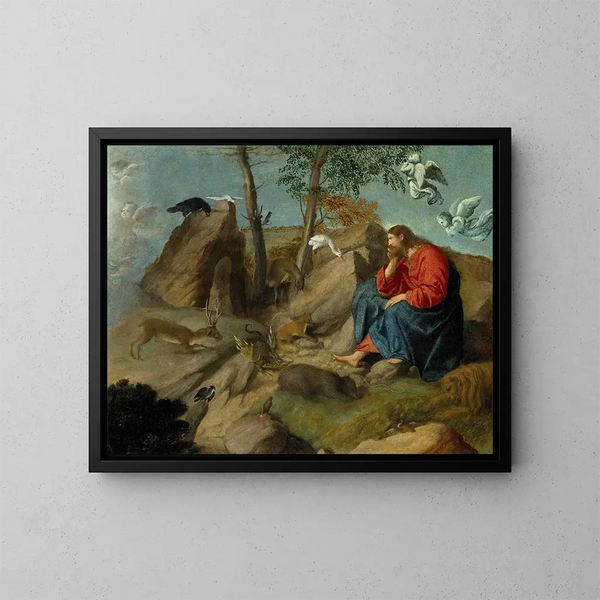 Cristo nel deserto - Moretto da Brescia — quadro incorniciato alla parete