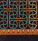 mit labyrinthartigen geometrischen Motiven in Braun, Blau, Grün und Gelb auf schwarzem Hintergrund - Anonym — Ansicht des Kunstwerks