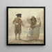 Street musician painting with woman and children - Simon Andreas Krausz — framed artwork on a wall