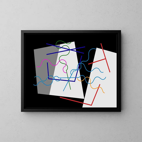 Barres et lignes ondulées - Myriam Thyes — gerahmtes Bild an der Wand