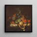 Nature morte con limoni, ostriche, uva e farfalle su un mensola - Cornelis de Heem — quadro incorniciato alla parete