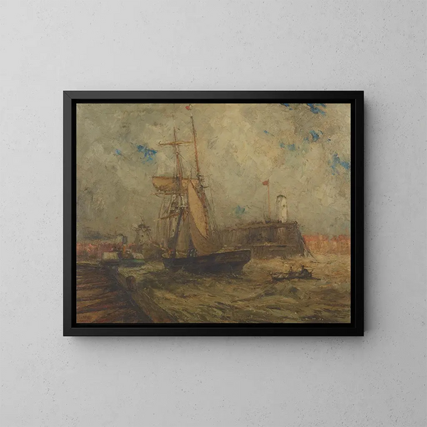 Brigantin entrante nel porto di Littlehampton - Nelson Dawson — quadro incorniciato alla parete