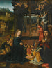 La Nativité con un donatore e sua moglie - Scuola olandese — vista dell’opera