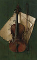 Stillleben mit Geigenbogen und Partitur - Nicholas Alden Brooks — gerahmtes Bild an der Wand