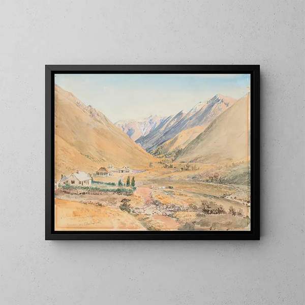 Station Benmore in der Nähe von Porters Pass - Nicholas Chevalier — gerahmtes Bild an der Wand