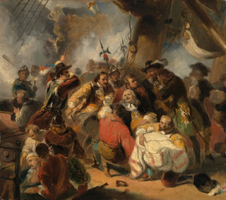 Nicolaas Pieneman - Michiel de Ruyter is mortally wounded in the battle of Etna Anno 1676.webp