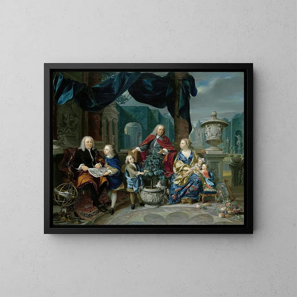 Ritratto di David van Mollem con la sua famiglia - Nicolaas Verkolje — quadro incorniciato alla parete