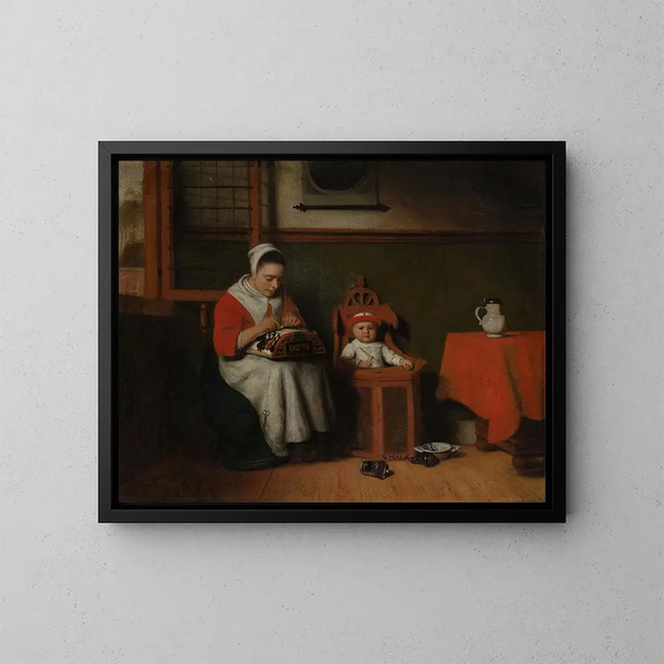 La Dentellière - Nicolaes Maes — gerahmtes Bild an der Wand