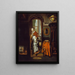 Die Hausfrau, die dem L-Ohrenhörer zuhört - Nicolaes Maes — gerahmtes Bild an der Wand