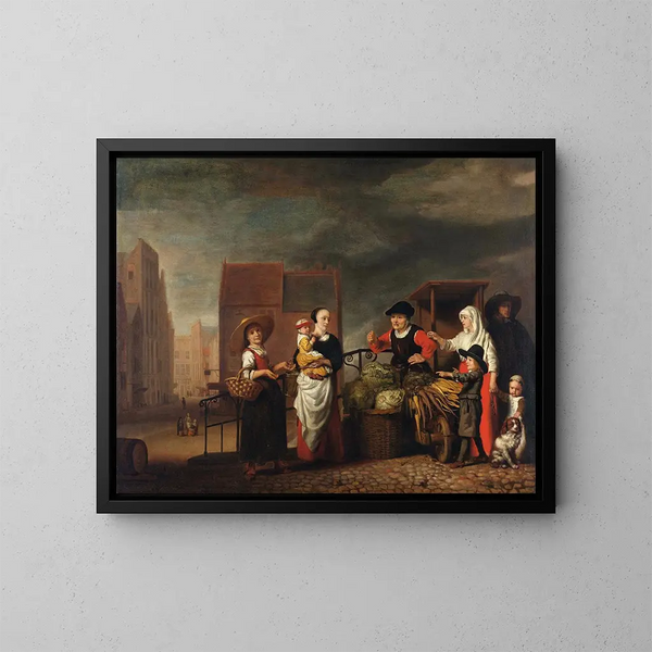 Markt für Gemüse - Nicolaes Maes — gerahmtes Bild an der Wand