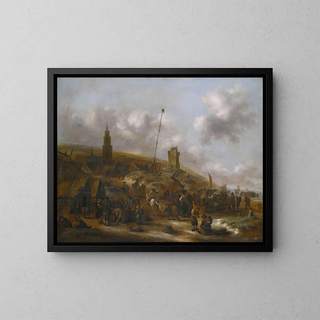 Nicolaes Molenaer - The Beach At Scheveningen With Fishermen Unloading Their Catch.webp