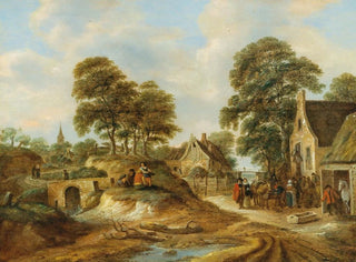Nicolaes Molenaer - Travellers and peasants in front of an inn.webp