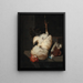 Ein weißer Hahn und eine Taube auf einem Steintisch - Nicolaes van Gelder — gerahmtes Bild an der Wand
