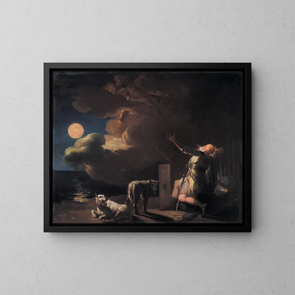 Fingal vede i fantasmi dei suoi antenati alla luce della luna - Nicolai Abildgaard — quadro incorniciato alla parete
