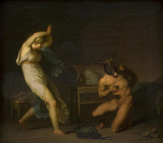 Fotis sieht, wie sein Geliebter Lucius in einen Esel verwandelt wird, Motiv aus dem L'Âne d'or - Nicolai Abildgaard — Ansicht des Kunstwerks