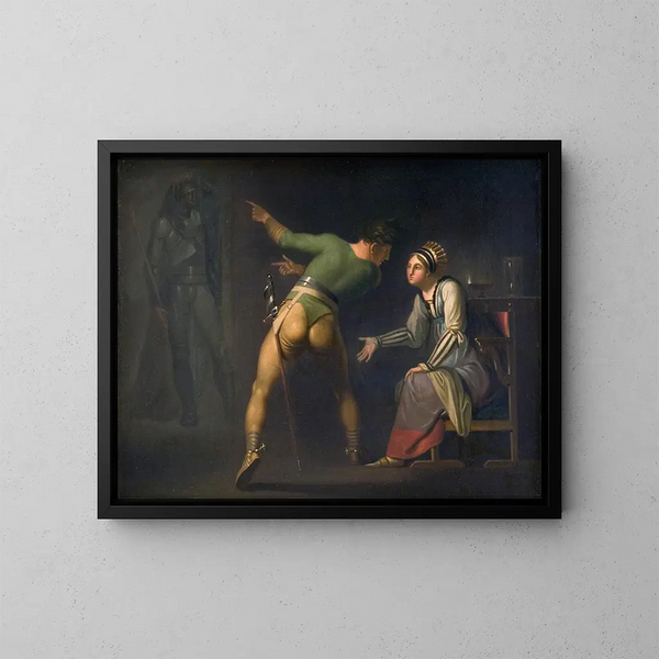 Hamlet e sua madre, episodio di Hamlet di Shakespeare - Nicolai Abildgaard — quadro incorniciato alla parete