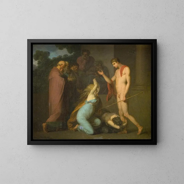 Ismene e Antigone si rivolgono a Teseo - Nicolai Abildgaard — quadro incorniciato alla parete