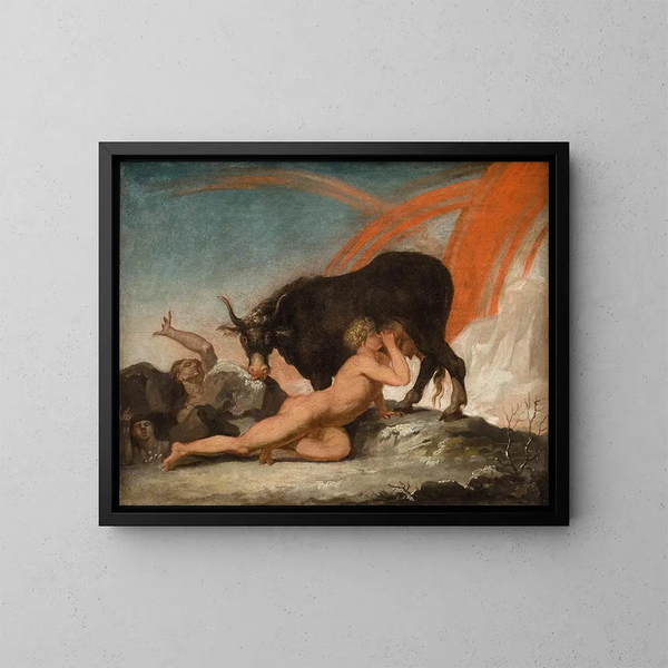 Ymir che allatta la mucca Audhumla - Nicolai Abildgaard — quadro incorniciato alla parete