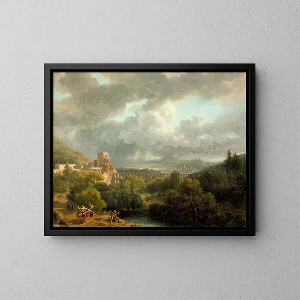 Landschaft mit Aquädukt - Nicolas-Antoine Taunay — gerahmtes Bild an der Wand