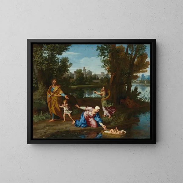 Mosè gettato nel Nilo - Nicolas Colombel — quadro incorniciato alla parete
