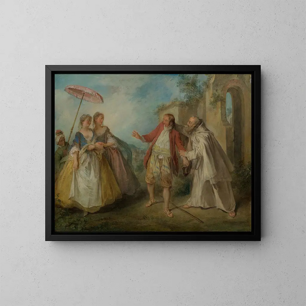 Die Gänse des Bruders Philippe - Nicolas Lancret — gerahmtes Bild an der Wand