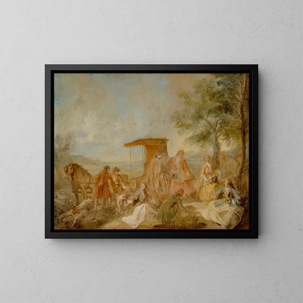 Das Jagessen - Nicolas Lancret — gerahmtes Bild an der Wand