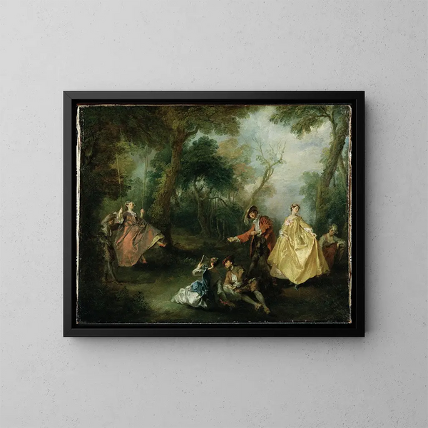 Le Balancement - Nicolas Lancret — gerahmtes Bild an der Wand