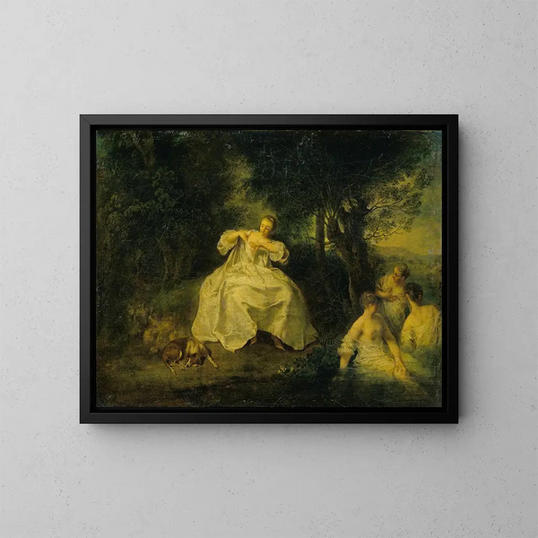 Frauen beim Baden - Nicolas Lancret — gerahmtes Bild an der Wand