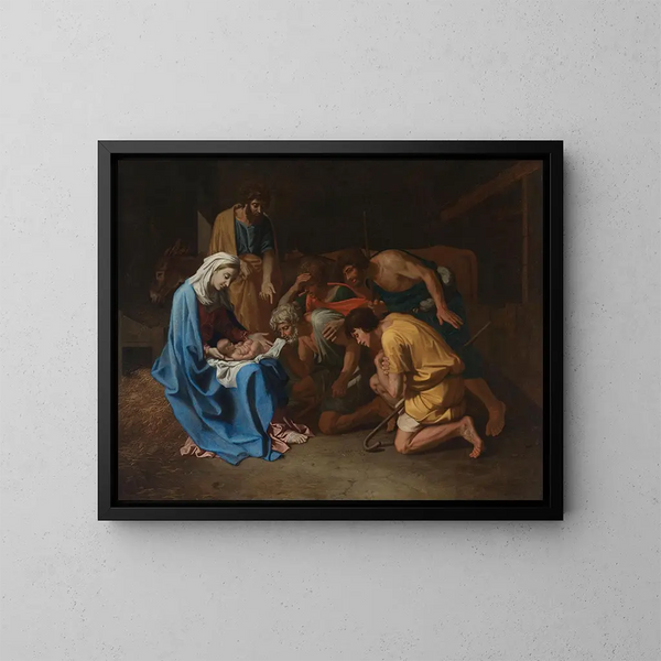 Anbetung der Hirten - Nicolas Poussin — gerahmtes Bild an der Wand