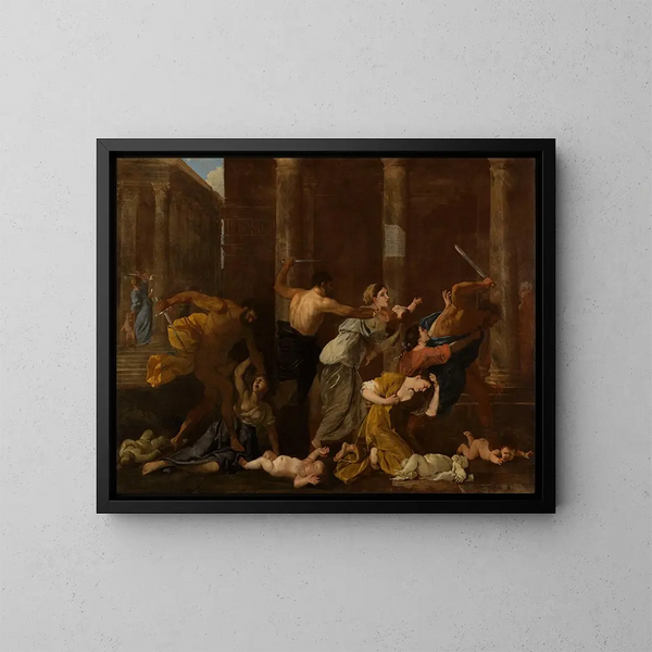 Le Massacre des Innocents - Nicolas Poussin — gerahmtes Bild an der Wand