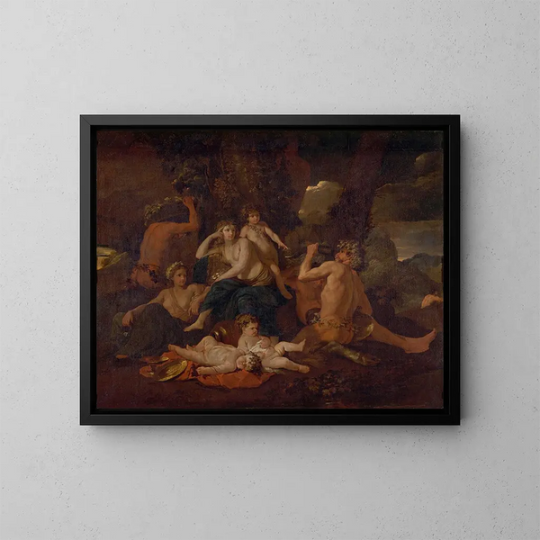 L'enfance de Bacchus - Nicolas Poussin — gerahmtes Bild an der Wand