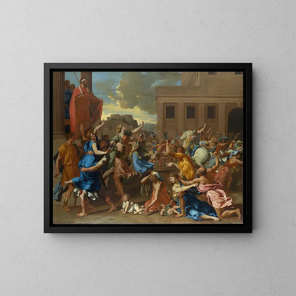 L'Enlèvement der Sabinerinnen - Nicolas Poussin — gerahmtes Bild an der Wand