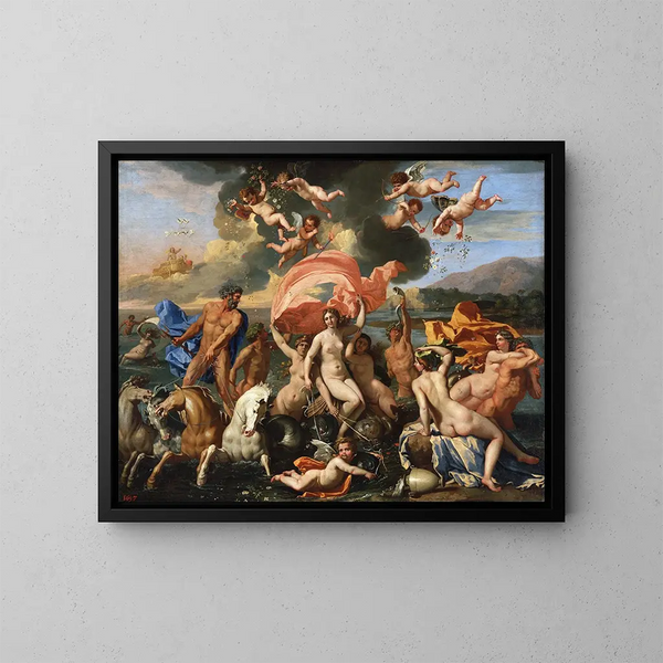 Die Geburt der Venus - Nicolas Poussin — gerahmtes Bild an der Wand