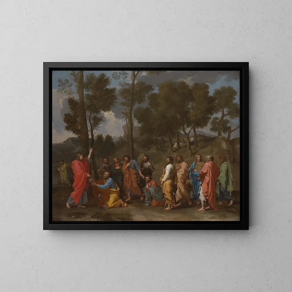 Il sacramento dell'ordinazione: Cristo che consegna le chiavi a san Pietro - Nicolas Poussin — quadro incorniciato alla parete