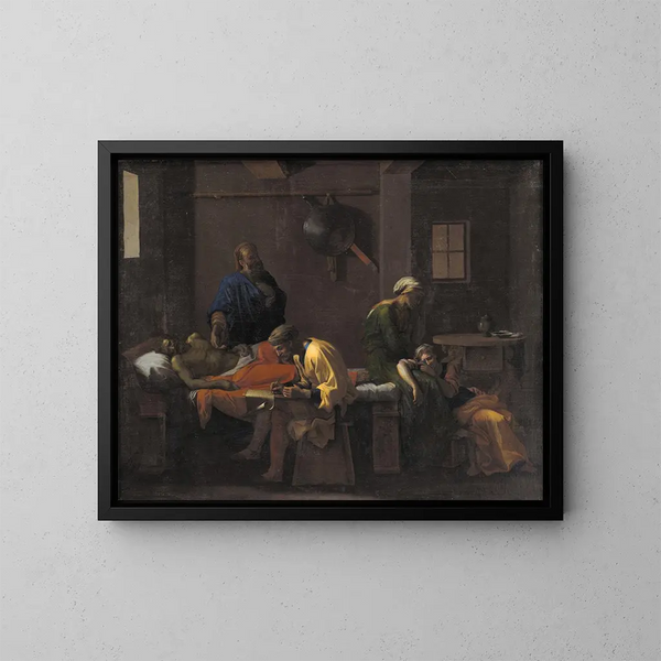 Il Testamento di Eudamidas - Nicolas Poussin — quadro incorniciato alla parete