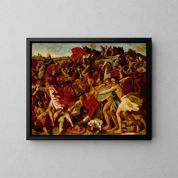 Der Sieg Josuas über die Amalekiter - Nicolas Poussin — gerahmtes Bild an der Wand