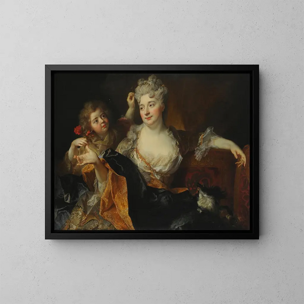 Portrait von Marguerite-Élisabeth Forest de Largillière und ihrem Sohn Nicolas - Nicolas de Largillière — gerahmtes Bild an der Wand