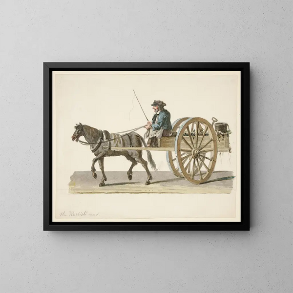 L'uomo con la spazzatura - Nicolino Calyo — quadro incorniciato alla parete