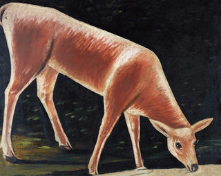 Niko Pirosmani - Roe deer drinking from a stream.webp