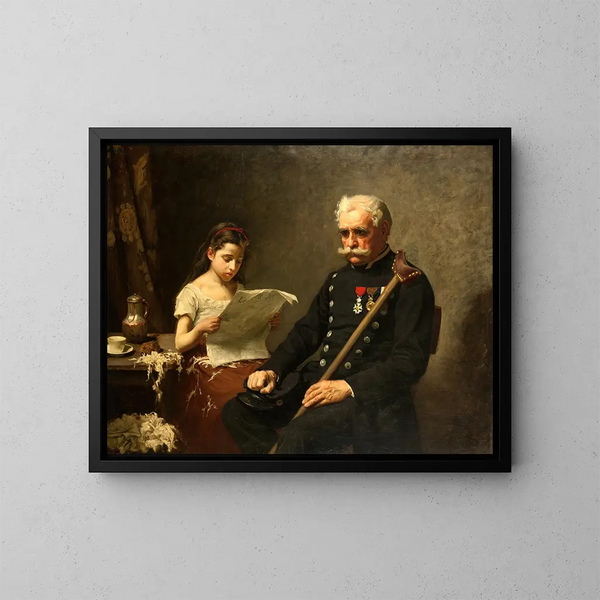 Das großvater erhält schlechte Nachrichten vom Krieg - Nils Forsberg — gerahmtes Bild an der Wand