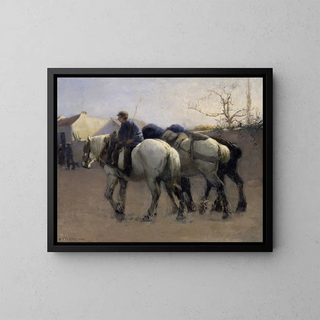Nils Kreuger - French Village Street with Horses.webp