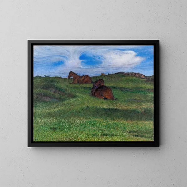 dei cavalli a riposo - Nils Kreuger — quadro incorniciato alla parete