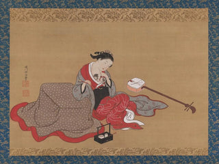 Nishikawa Sukenobu - Courtesan with a Kitten.webp